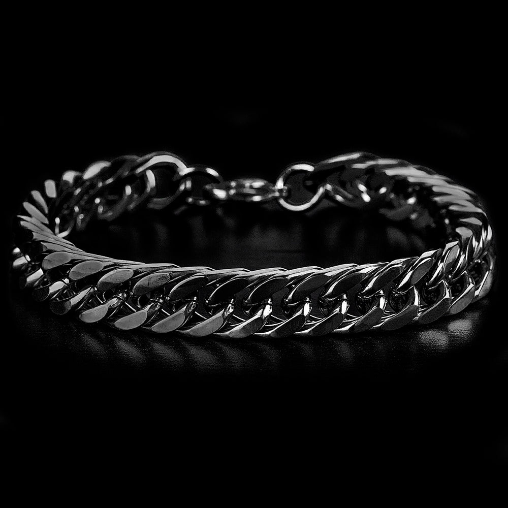 Men's Polished Stainless Steel Curb Chain Bracelet (10mm) - 8"
