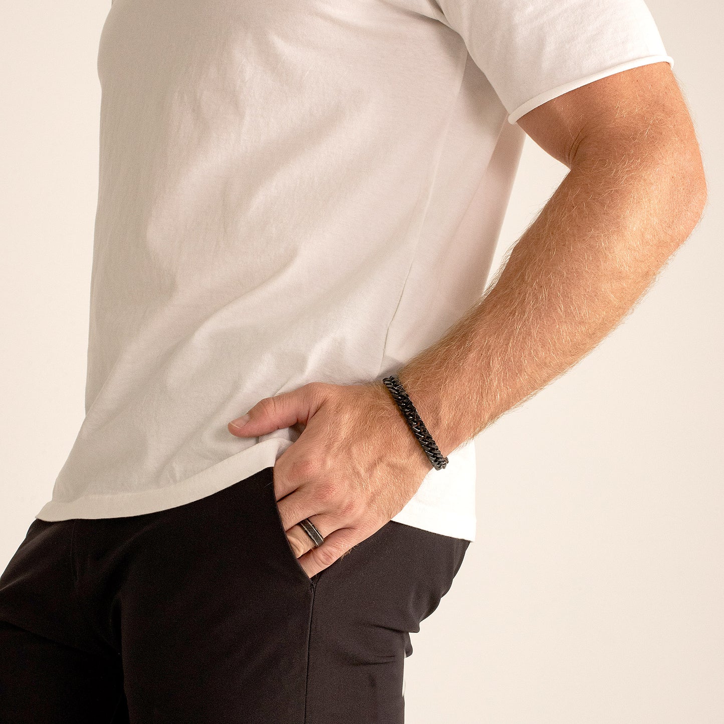 Men's Polished Stainless Steel Curb Chain Bracelet (10mm) - 8"