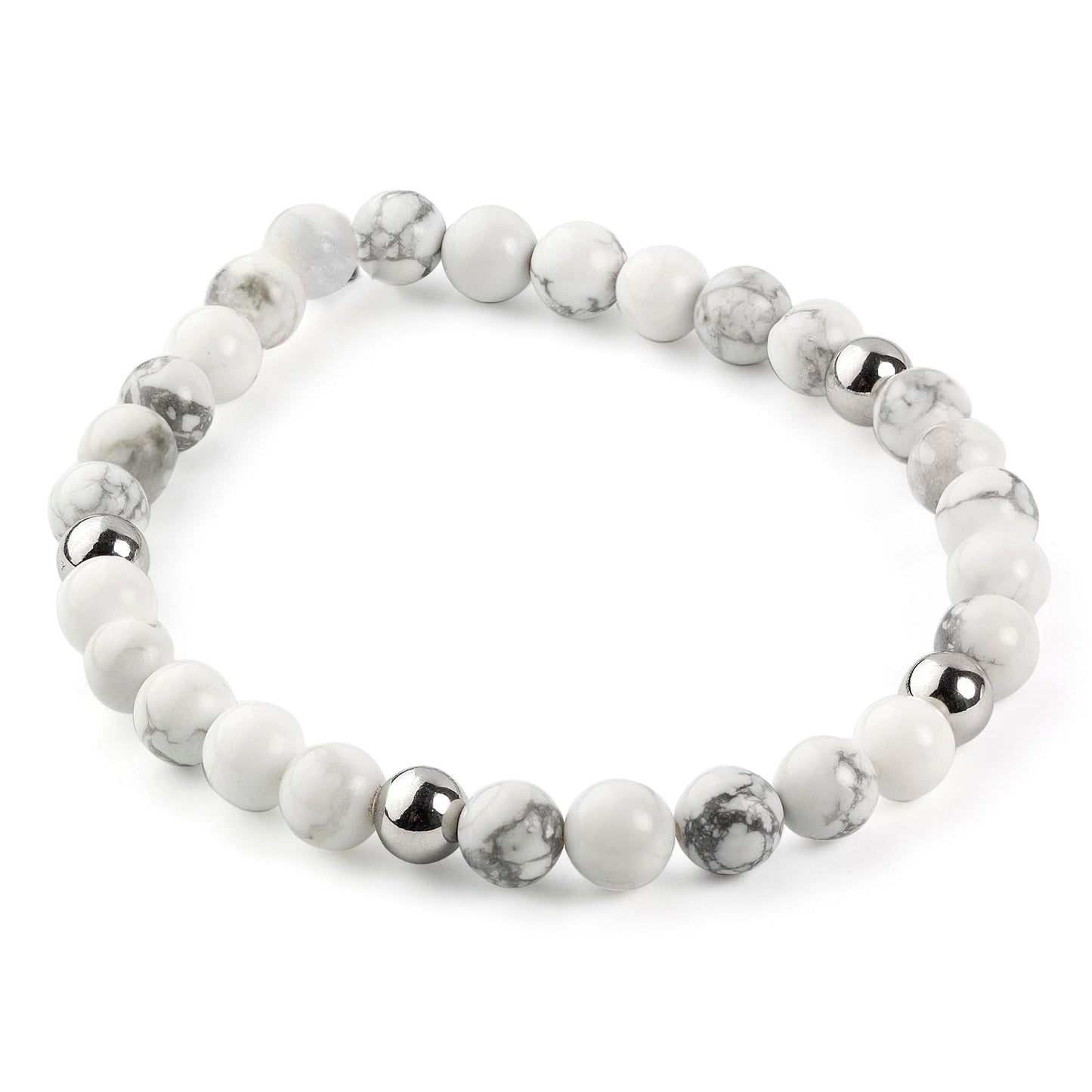 ELYA Women's White Turquoise Beaded Stainless Steel Bracelet