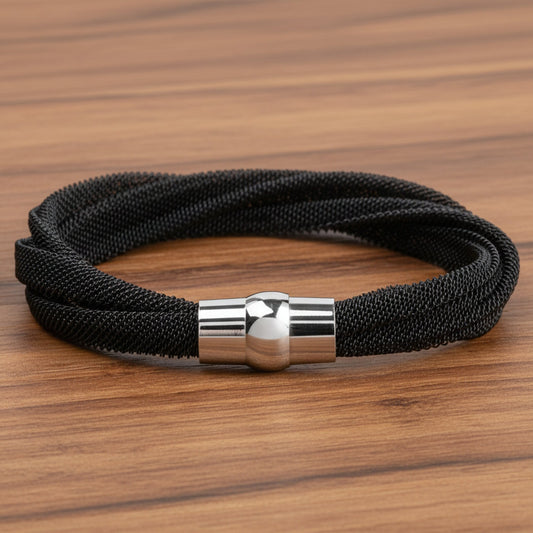ELYA Polished Twisted Mesh Stainless Steel Bracelet (8mm) - 8"