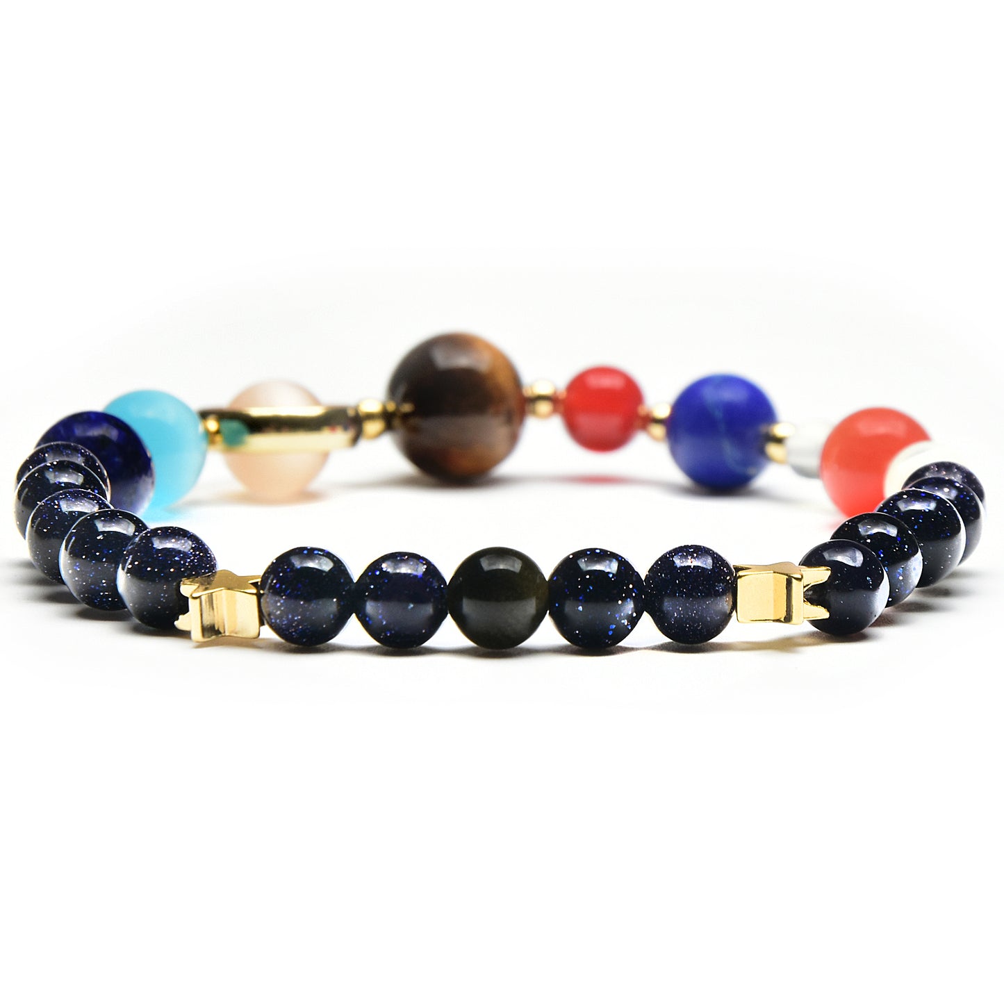 Solar System Natural Stone Bead Stretch Bracelet