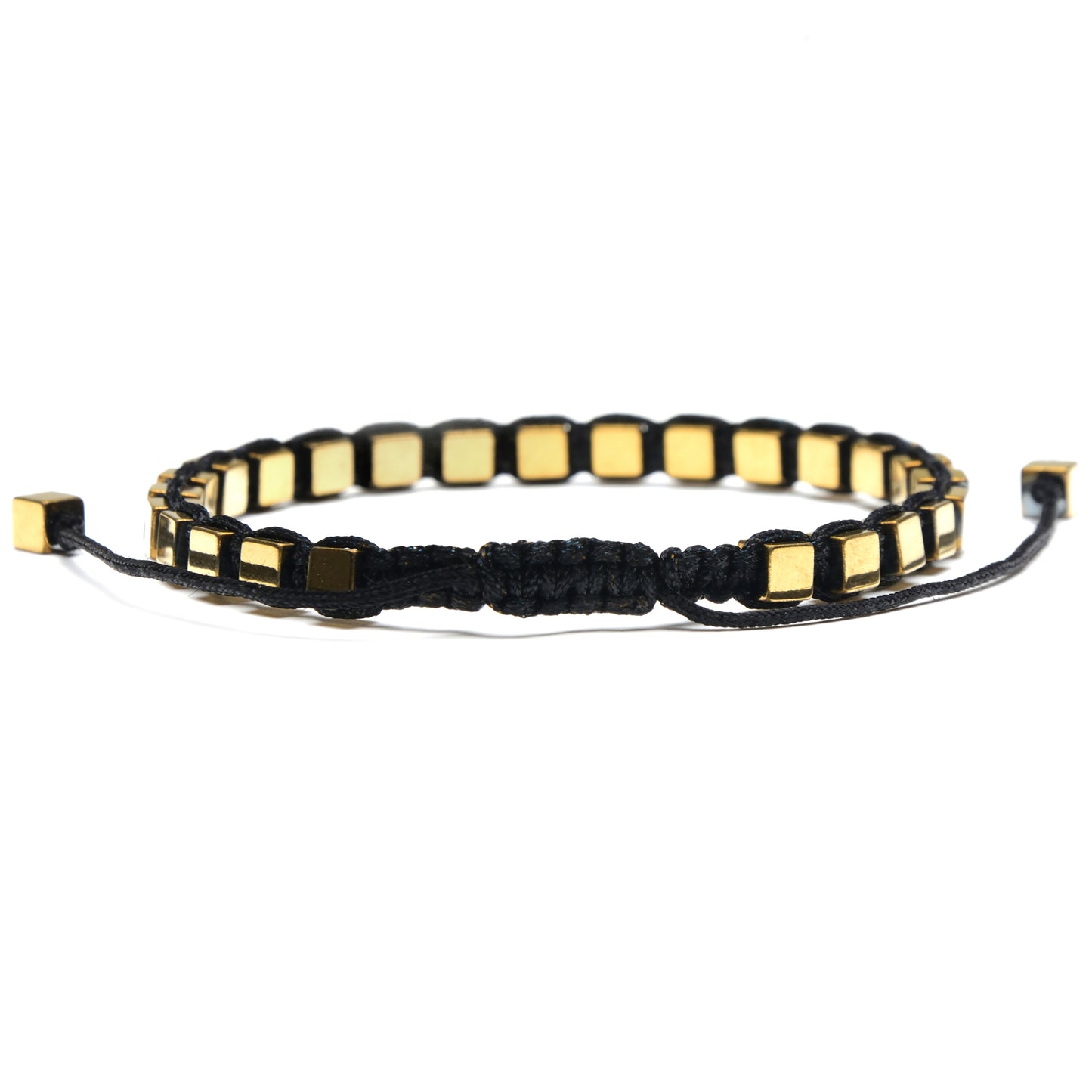 Small Hematite Cube Stone Adjustable Bracelet (4mm)