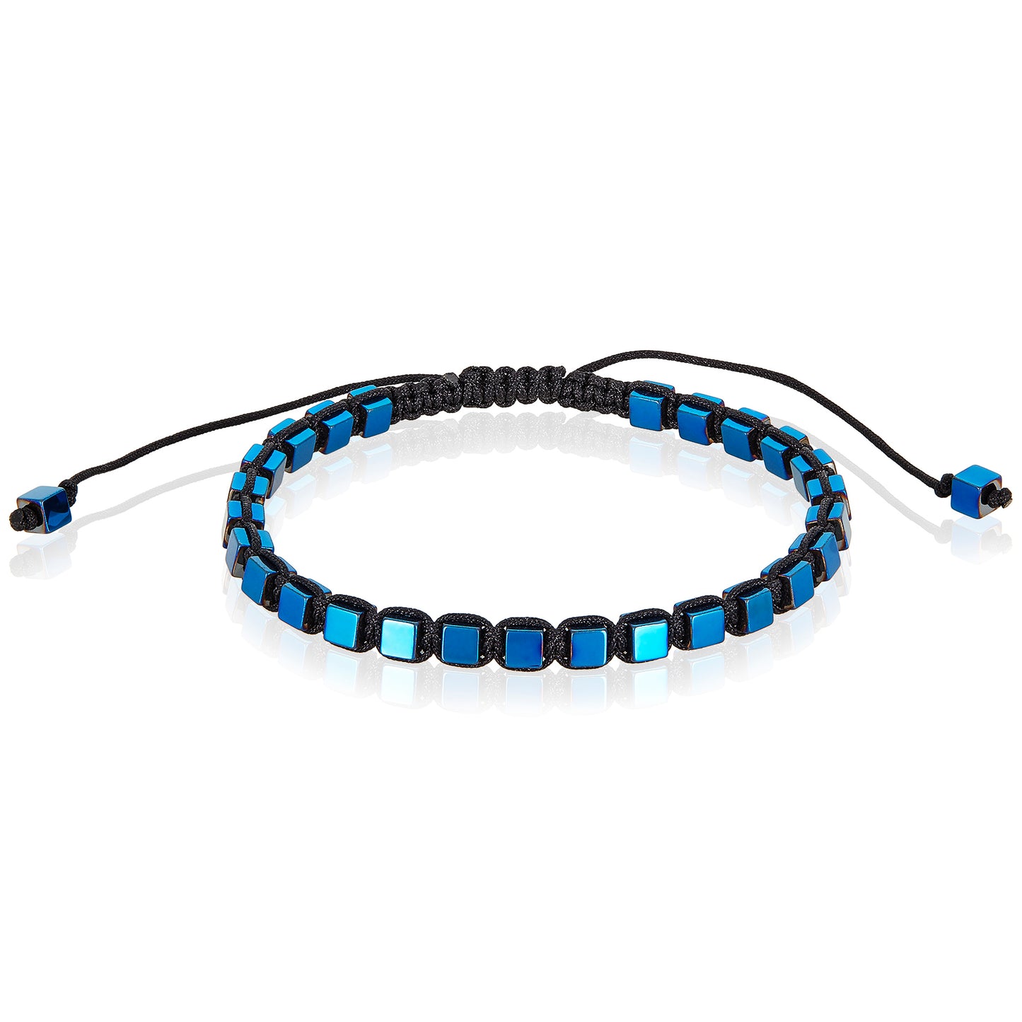 Small Hematite Cube Stone Adjustable Bracelet (4mm)