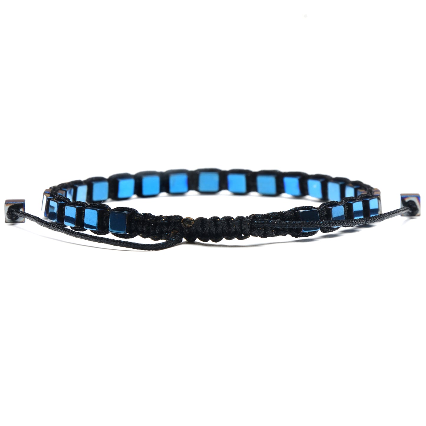 Small Hematite Cube Stone Adjustable Bracelet (4mm)