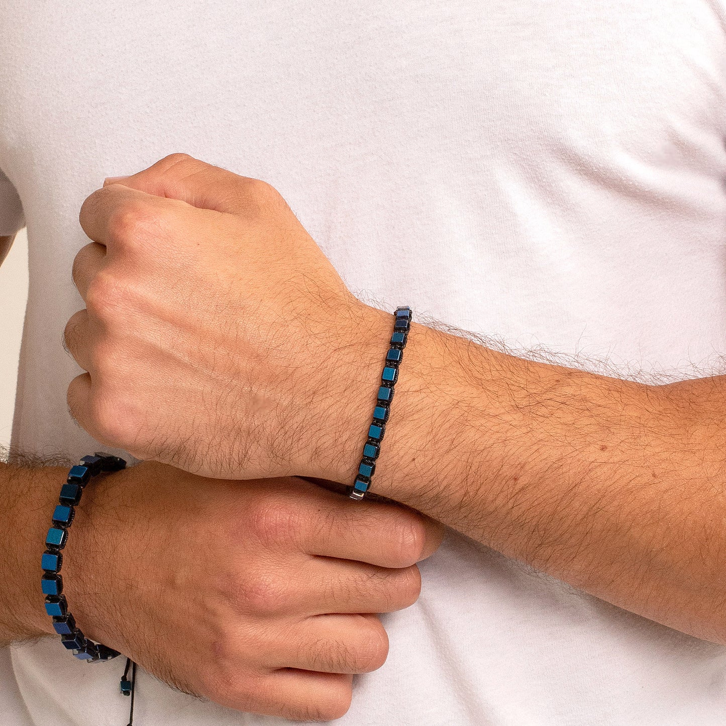 Small Hematite Cube Stone Adjustable Bracelet (4mm)