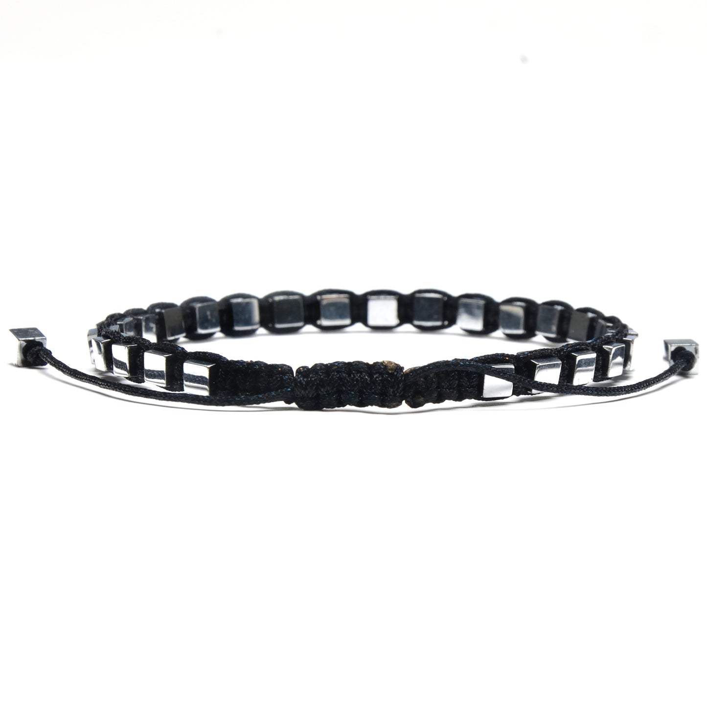 Small Hematite Cube Stone Adjustable Bracelet (4mm)