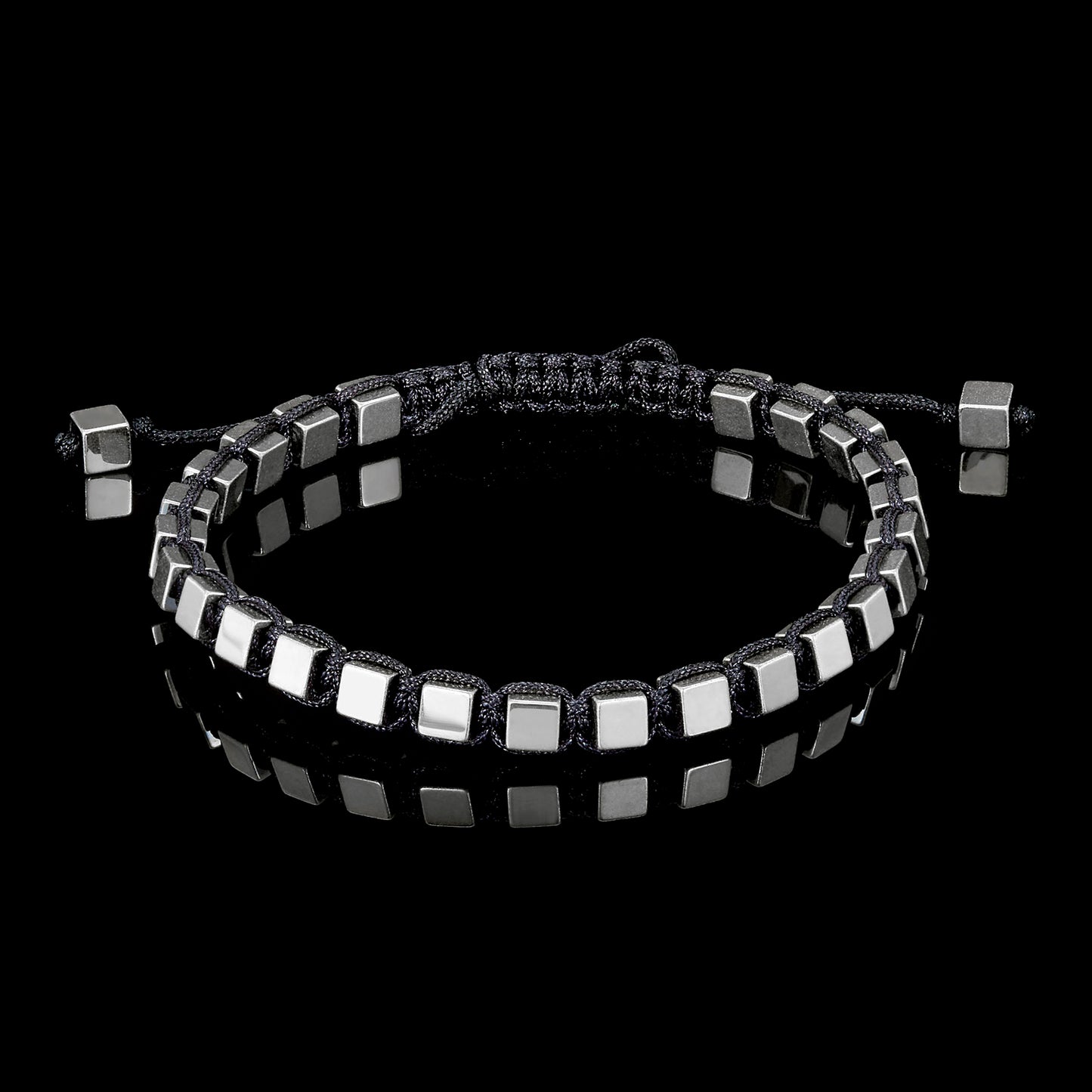 Small Hematite Cube Stone Adjustable Bracelet (4mm)