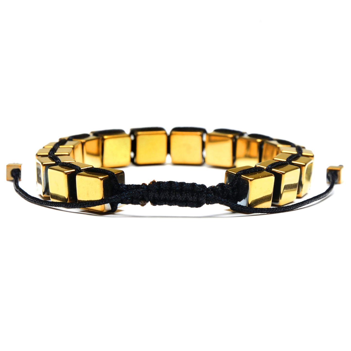 Large Hematite Cube Stone Adjustable Bracelet (8mm)
