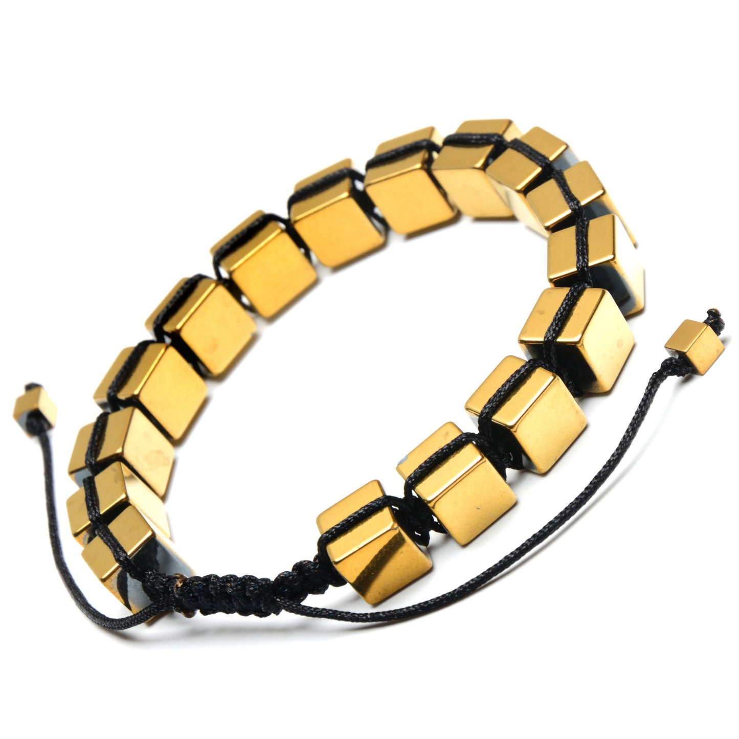 Men's Gold Hematite Stone Bracelet and Chain Necklace Set