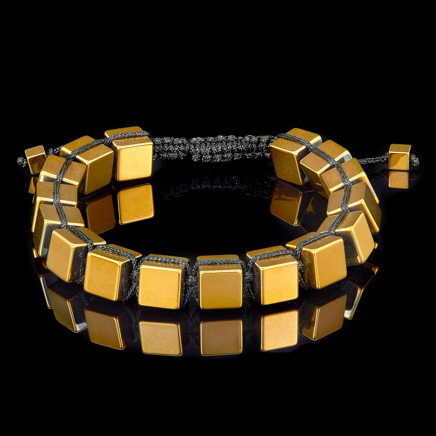 Large Hematite Cube Stone Adjustable Bracelet (8mm)