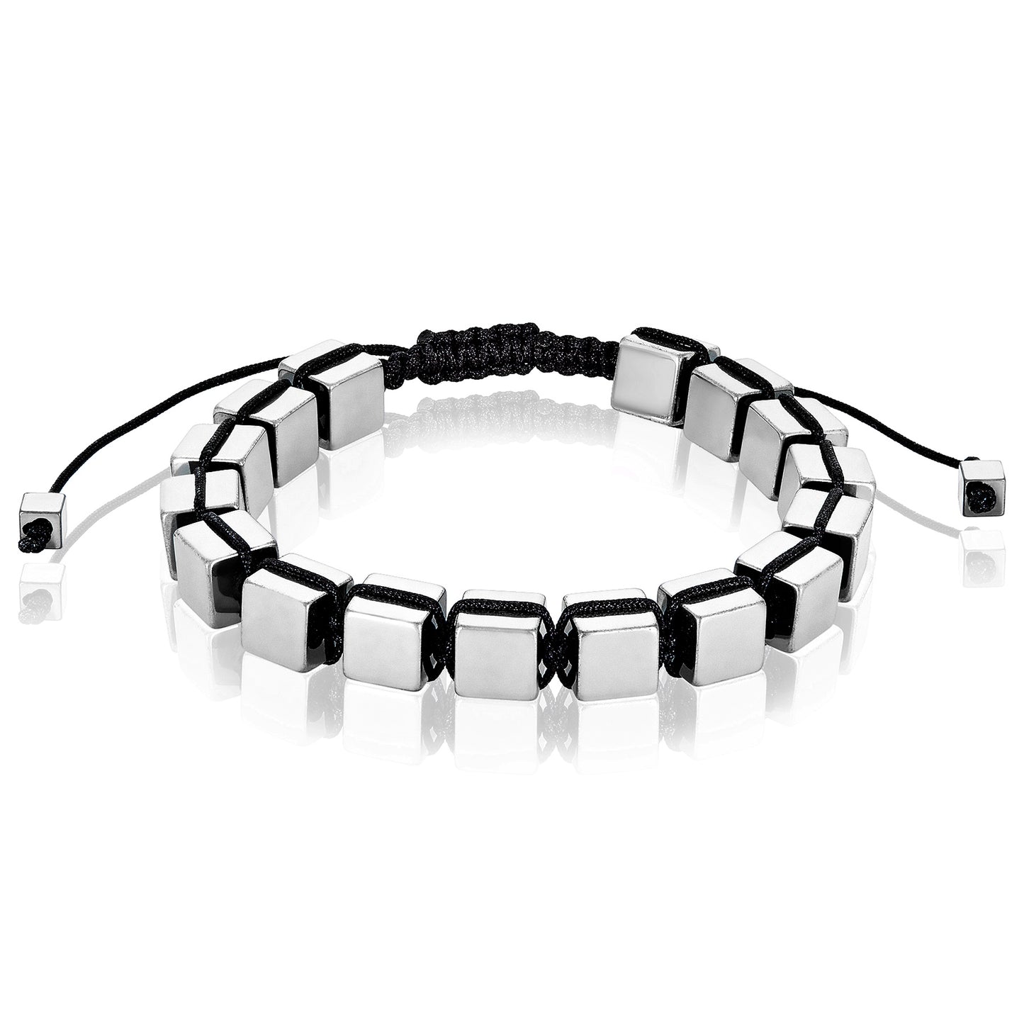 Large Hematite Cube Stone Adjustable Bracelet (8mm)
