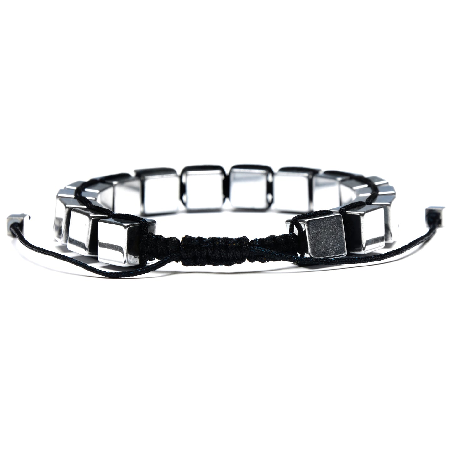 Large Hematite Cube Stone Adjustable Bracelet (8mm)