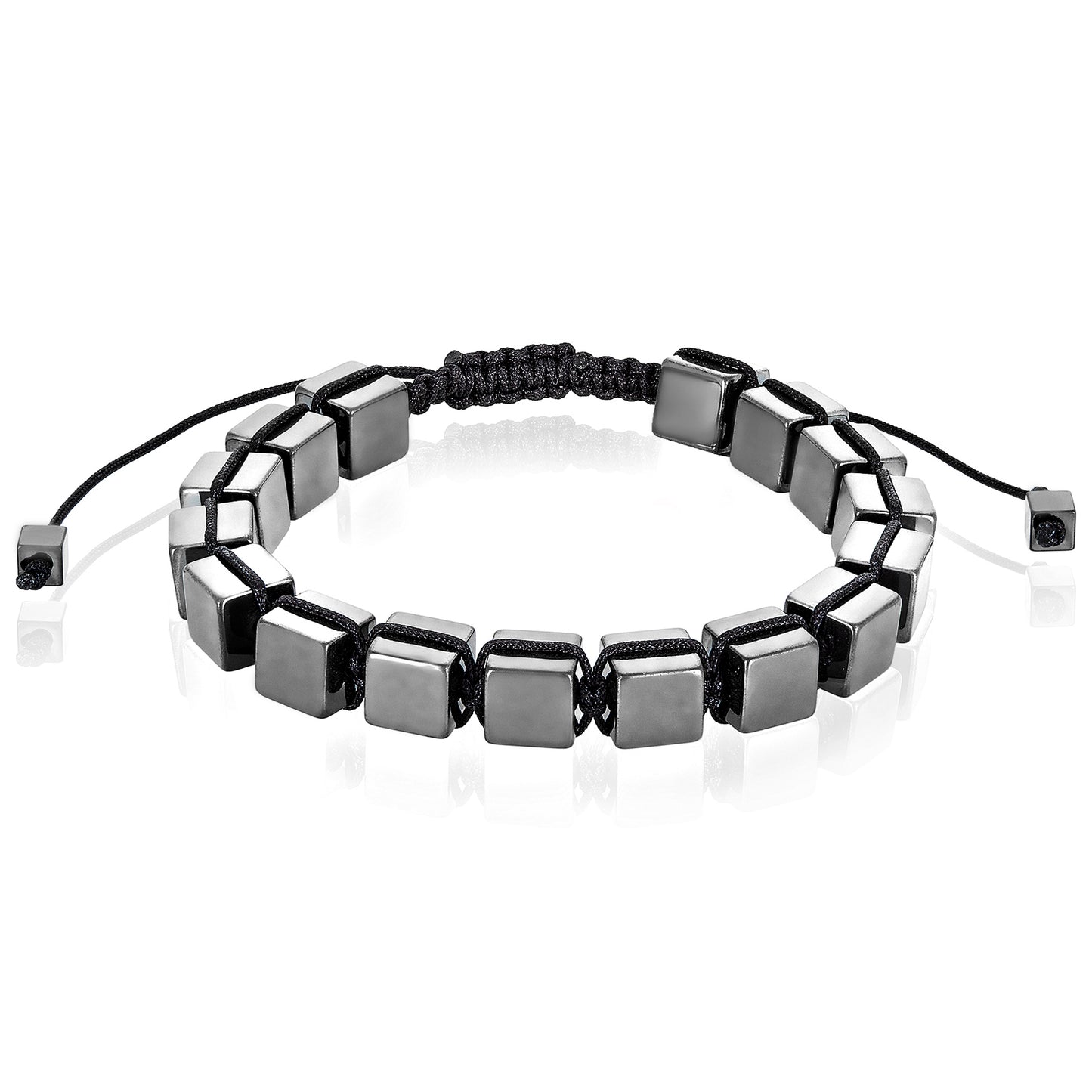 Large Hematite Cube Stone Adjustable Bracelet (8mm)