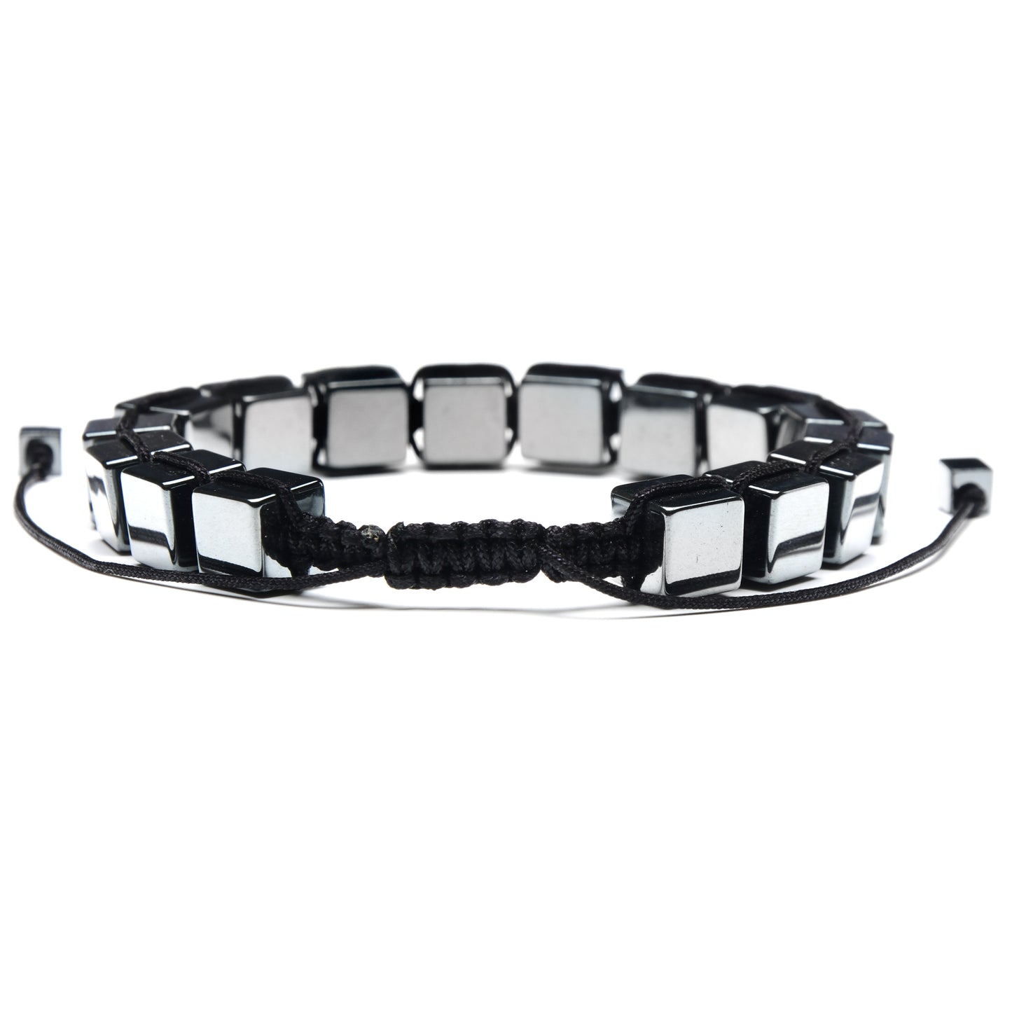 Large Hematite Cube Stone Adjustable Bracelet (8mm)