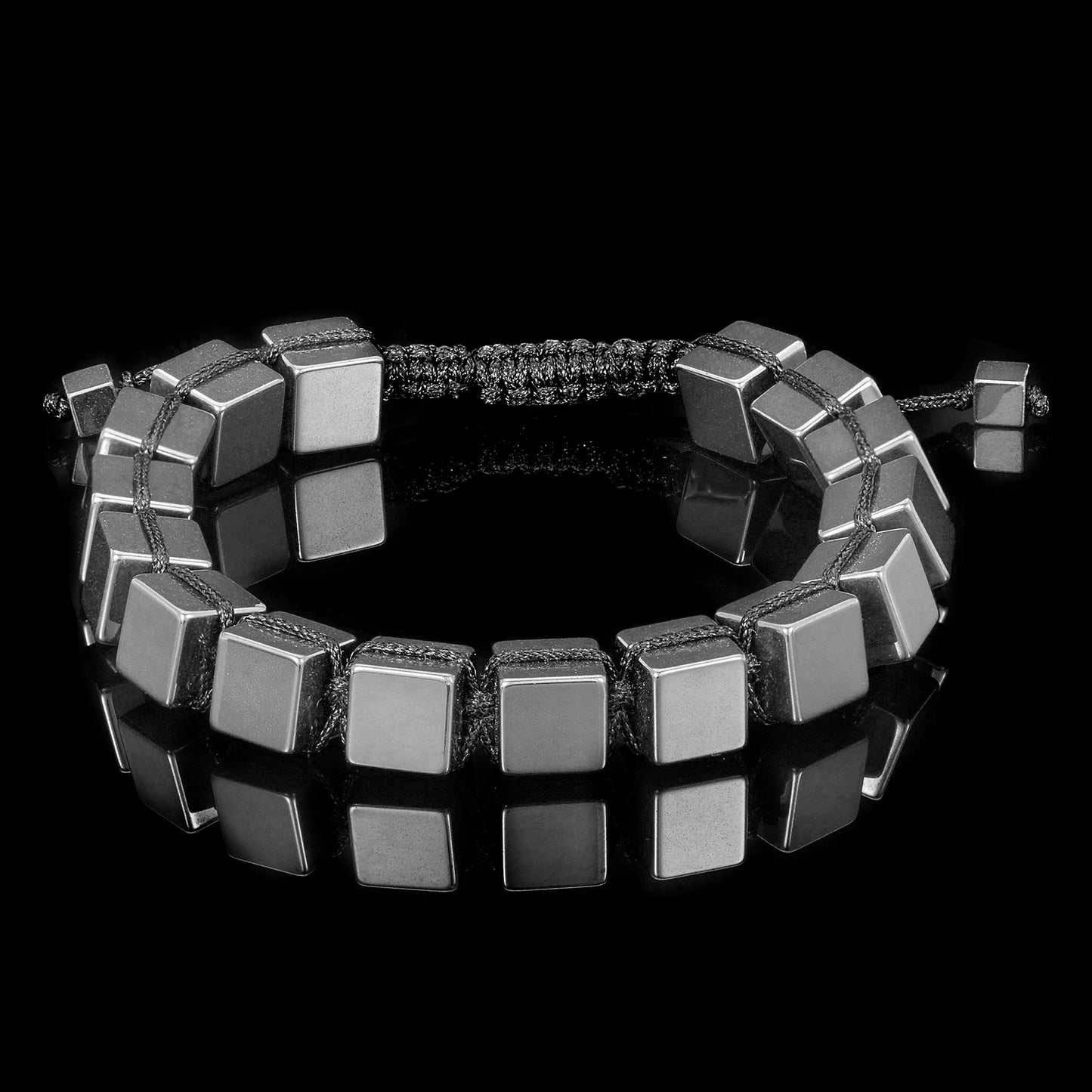 Large Hematite Cube Stone Adjustable Bracelet (8mm)