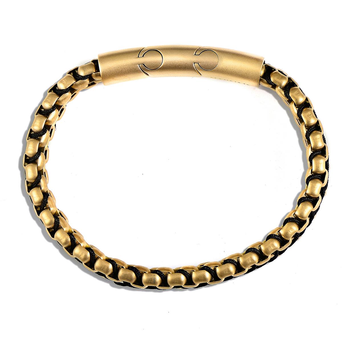 Crucible Jewelry Gold Matte Finish Stainless Steel Double Row Box Chain Bracelet