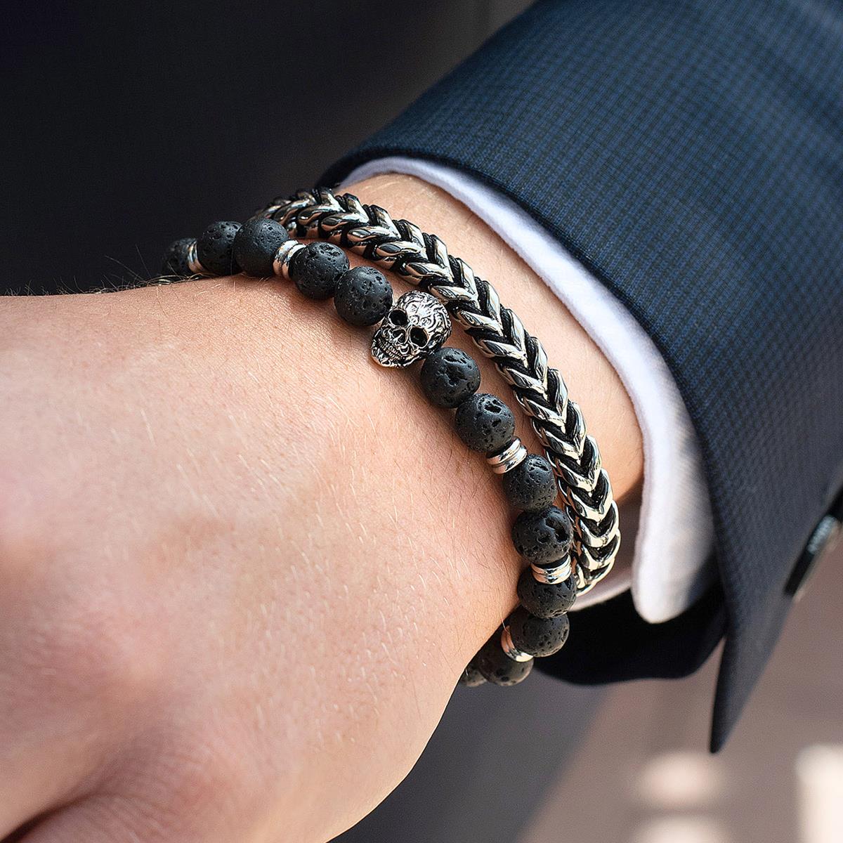 Crucible Jewelry Polished 8mm Stainless Steel Franco Chain Bracelet