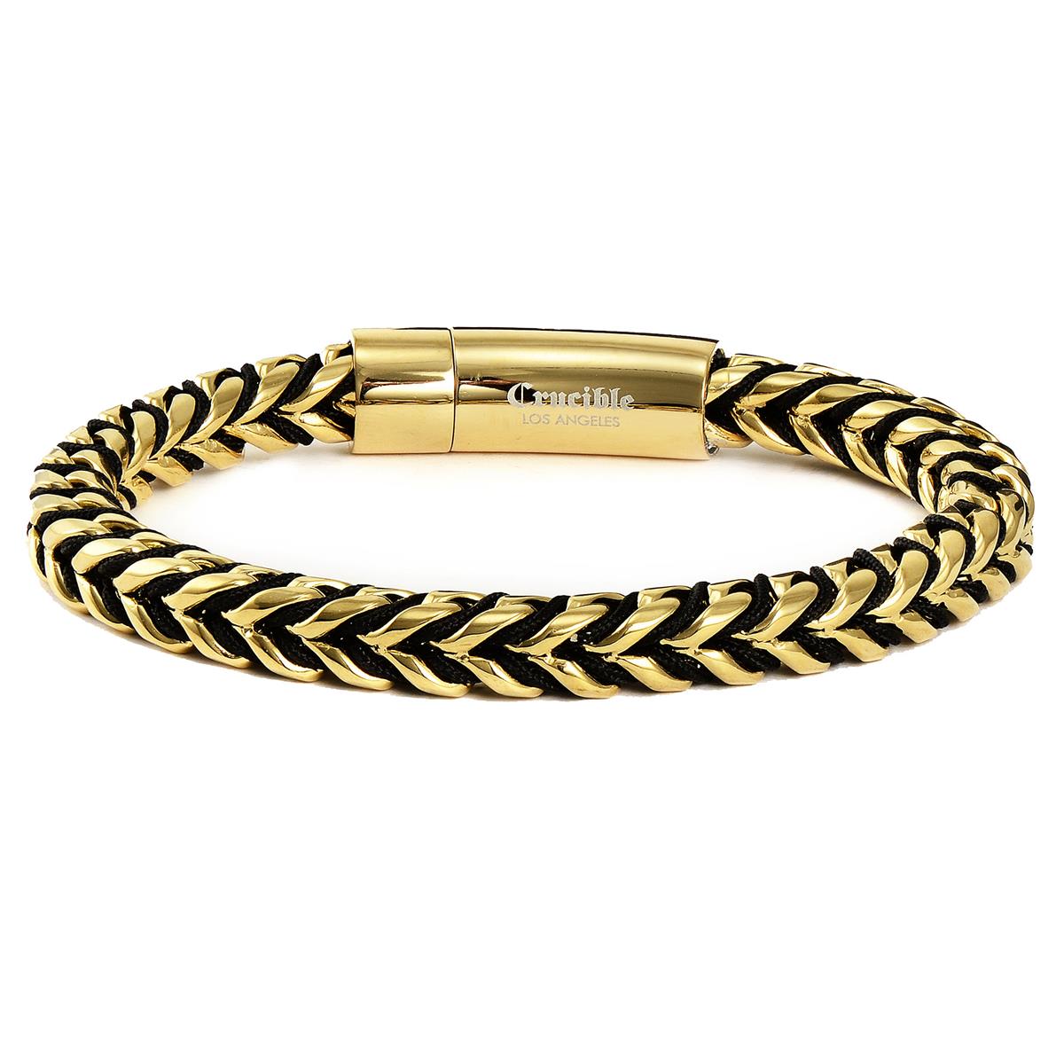 Crucible Jewelry Gold Polished 8mm Stainless Steel Franco Chain Bracelet