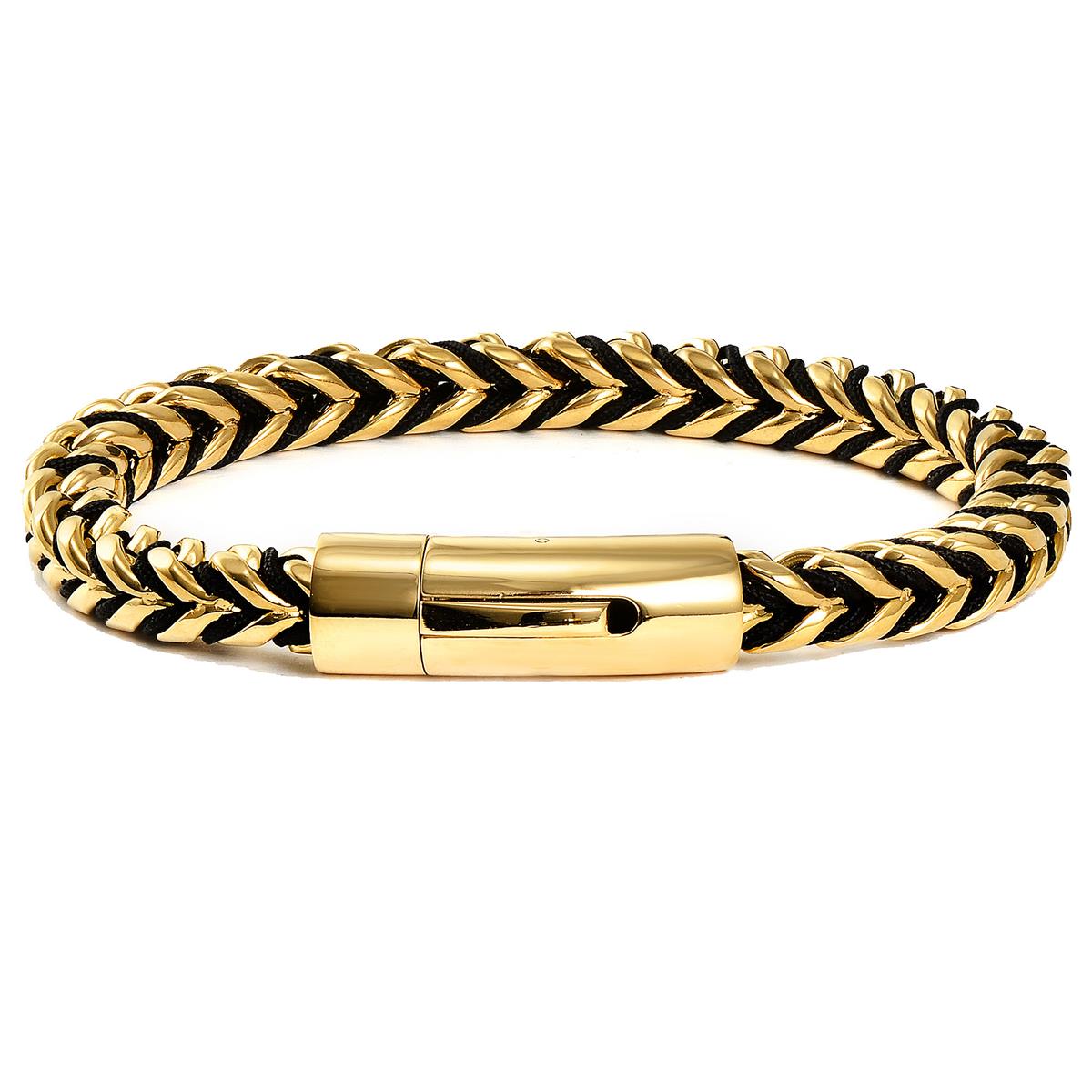 Crucible Jewelry Gold Polished 8mm Stainless Steel Franco Chain Bracelet