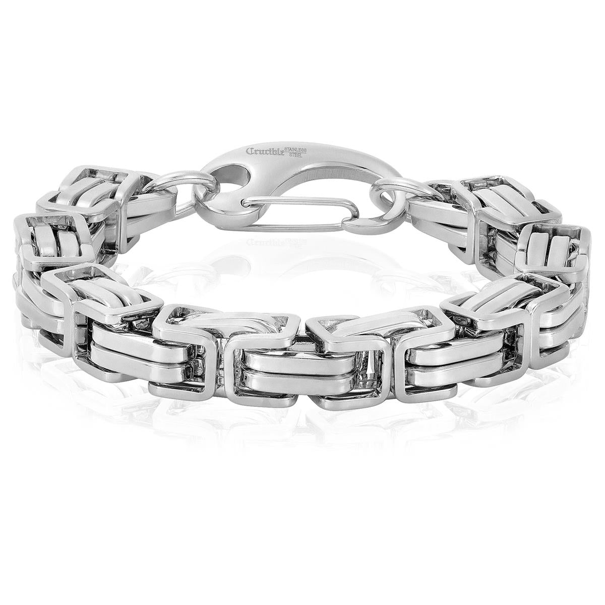 Men's Byzantine Chain Stainless Steel Bracelet (11mm Wide)