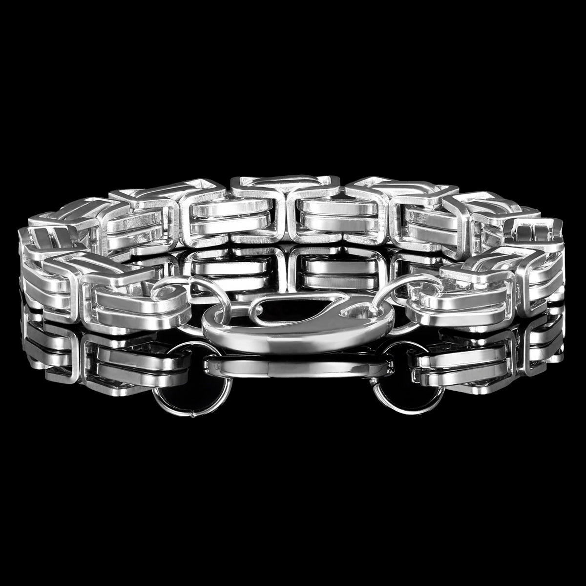 Men's Byzantine Chain Stainless Steel Bracelet (11mm Wide)