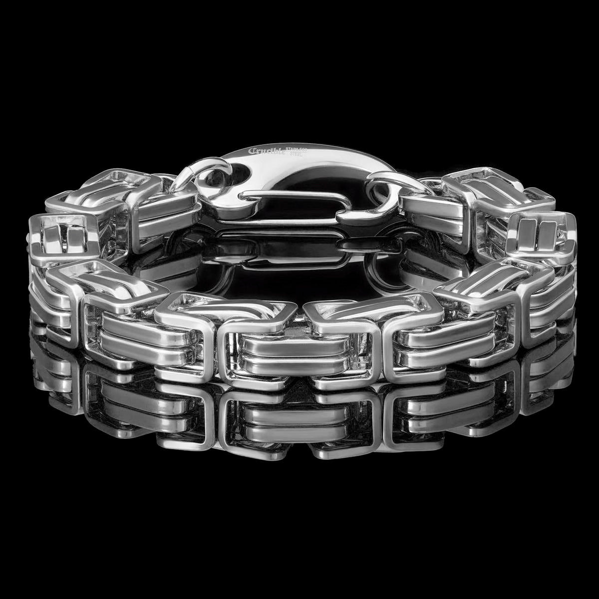 Men's Byzantine Chain Stainless Steel Bracelet (11mm Wide)