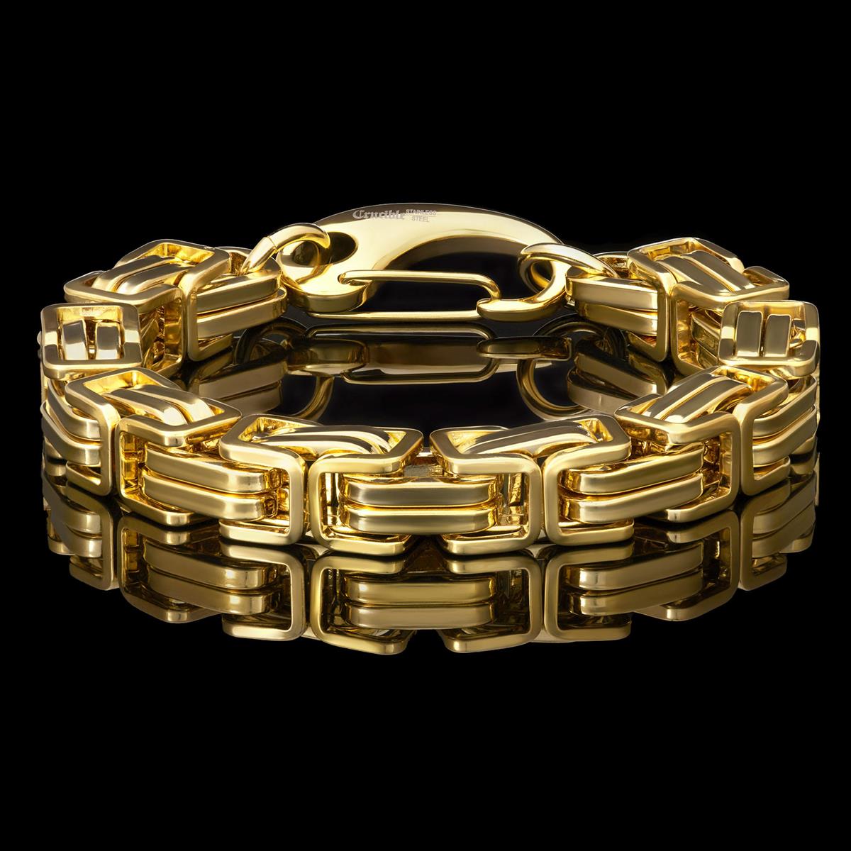 Men's Byzantine Chain Stainless Steel Bracelet (11mm Wide)
