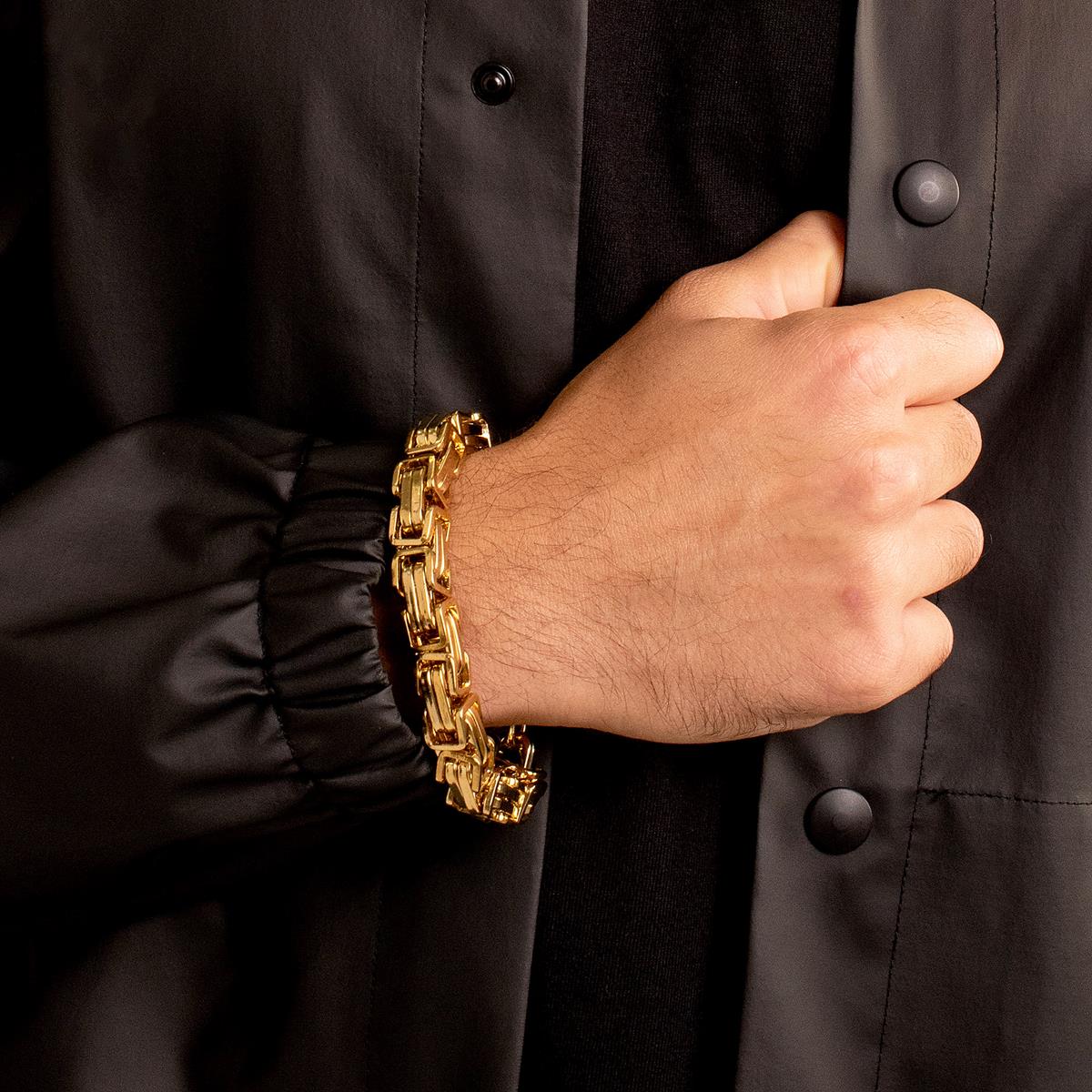 Men's Byzantine Chain Stainless Steel Bracelet (11mm Wide)