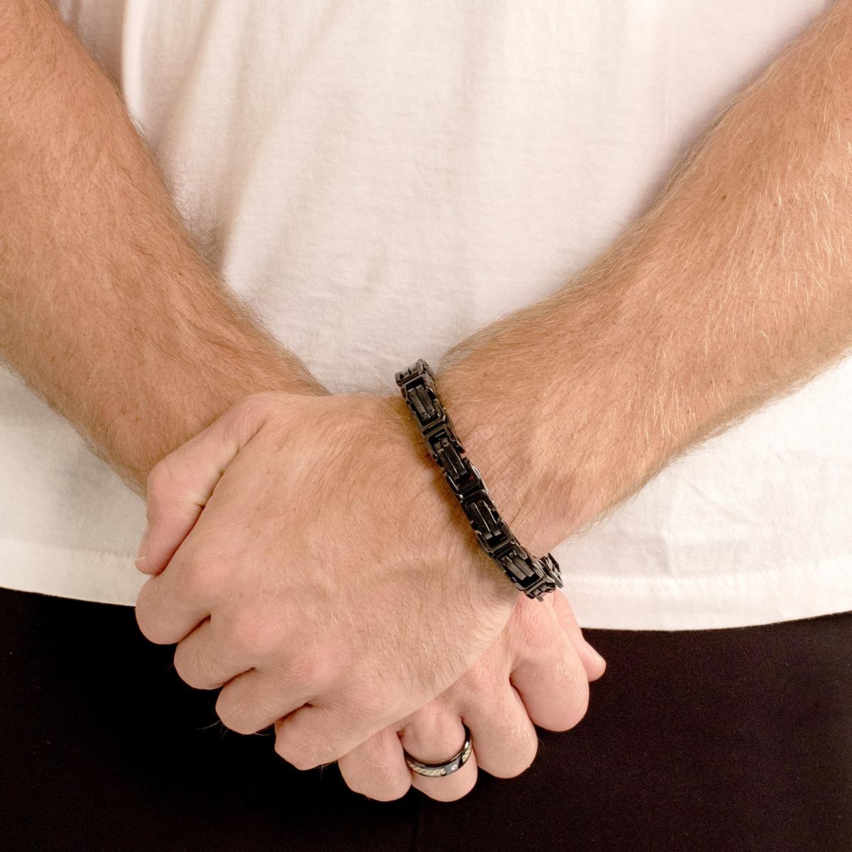Men's Byzantine Chain Stainless Steel Bracelet (11mm Wide)