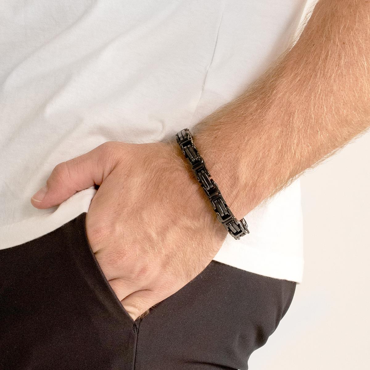Men's Byzantine Chain Stainless Steel Bracelet (11mm Wide)
