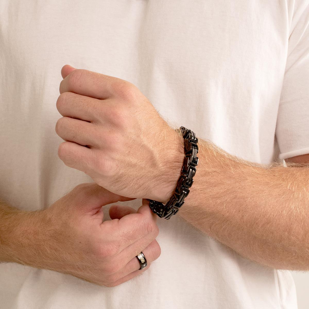 Men's Byzantine Chain Stainless Steel Bracelet (11mm Wide)