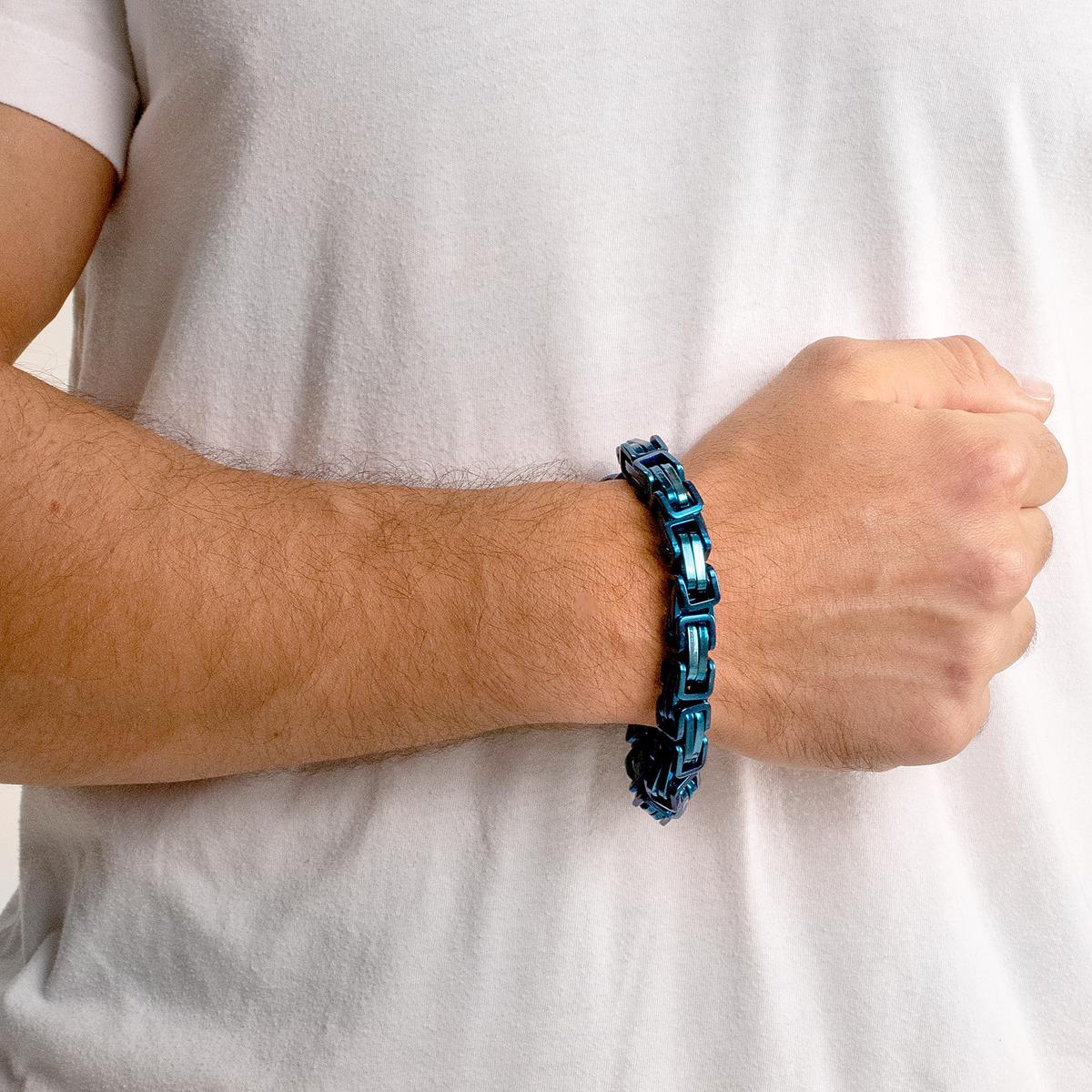 Men's Byzantine Chain Stainless Steel Bracelet (11mm Wide)