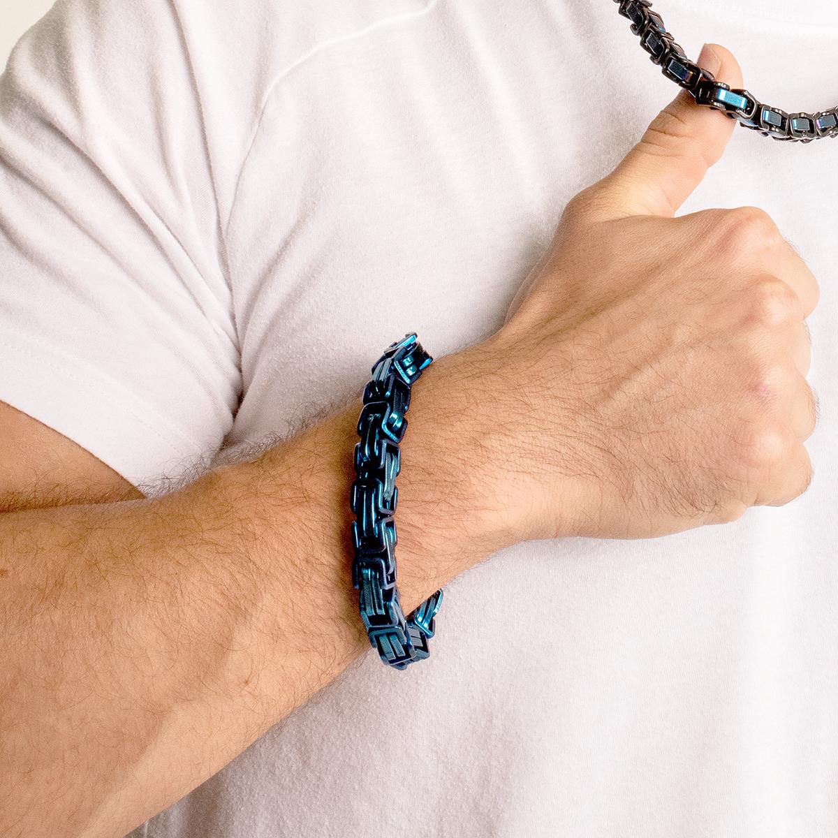 Men's Byzantine Chain Stainless Steel Bracelet (11mm Wide)