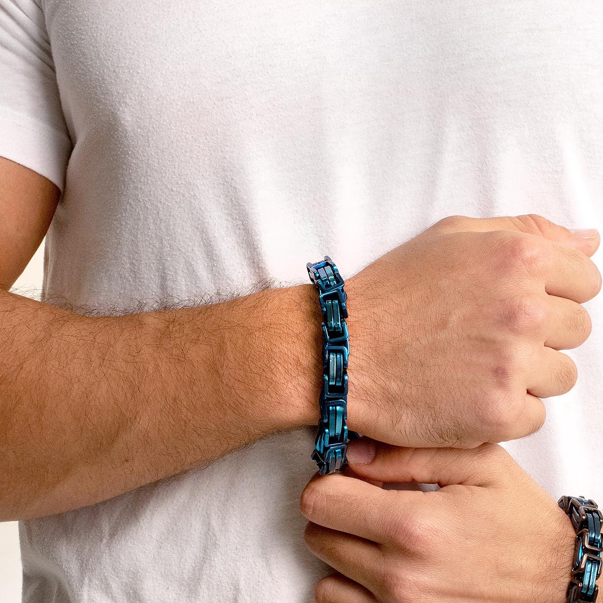 Men's Byzantine Chain Stainless Steel Bracelet (11mm Wide)