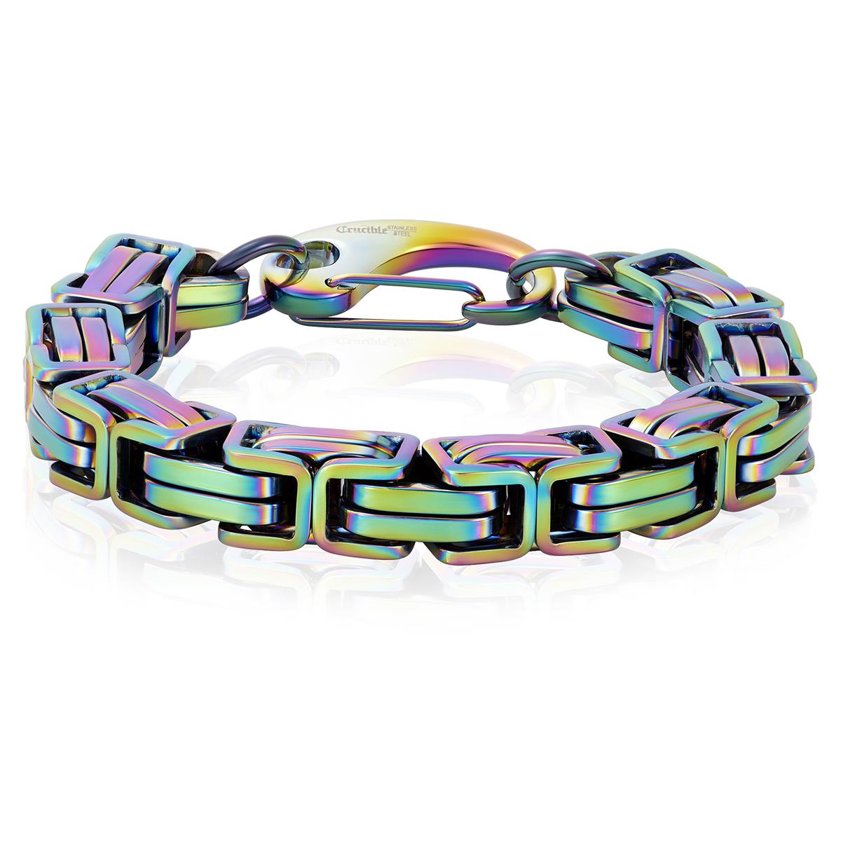 Men's Byzantine Chain Stainless Steel Bracelet (11mm Wide)