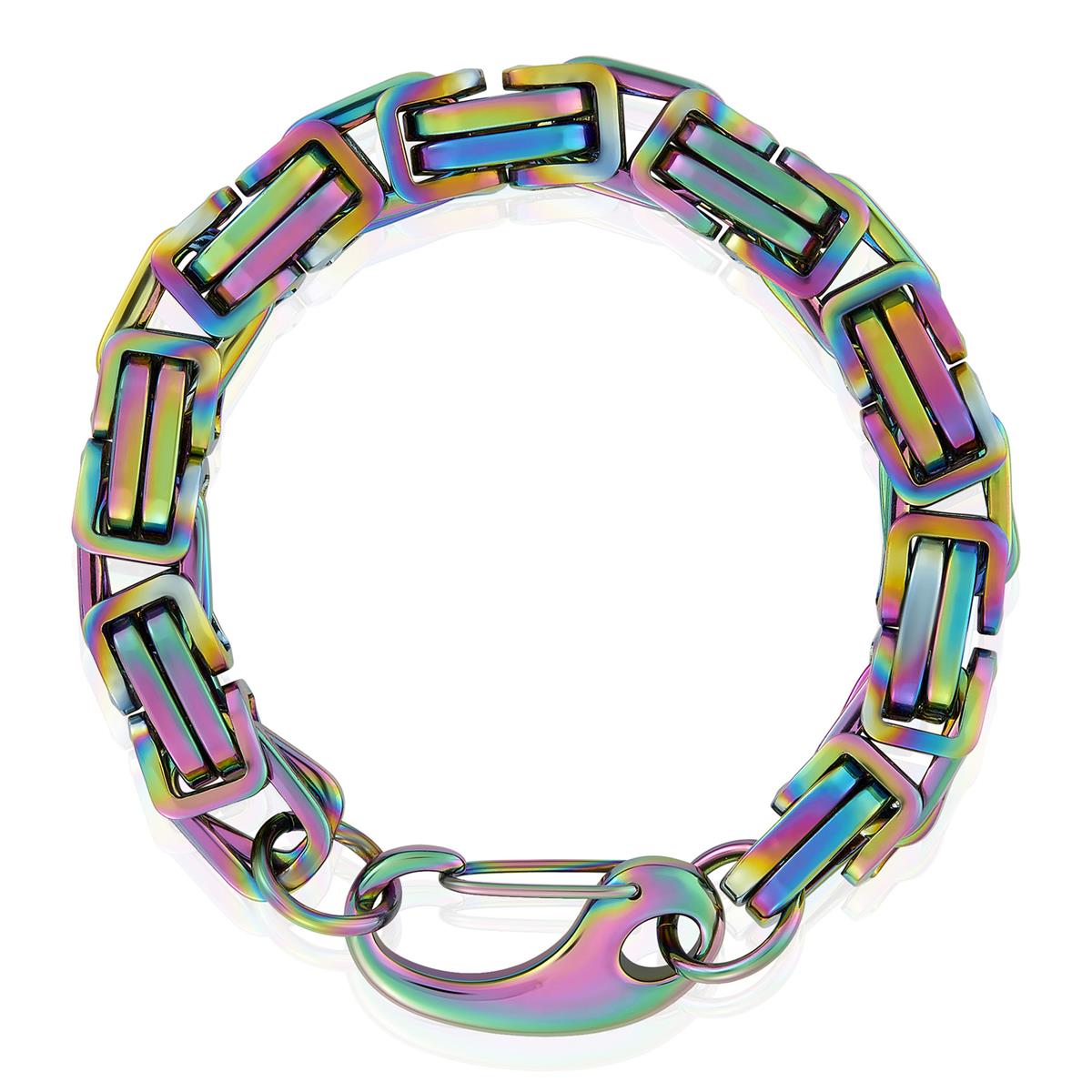 Men's Byzantine Chain Stainless Steel Bracelet (11mm Wide)