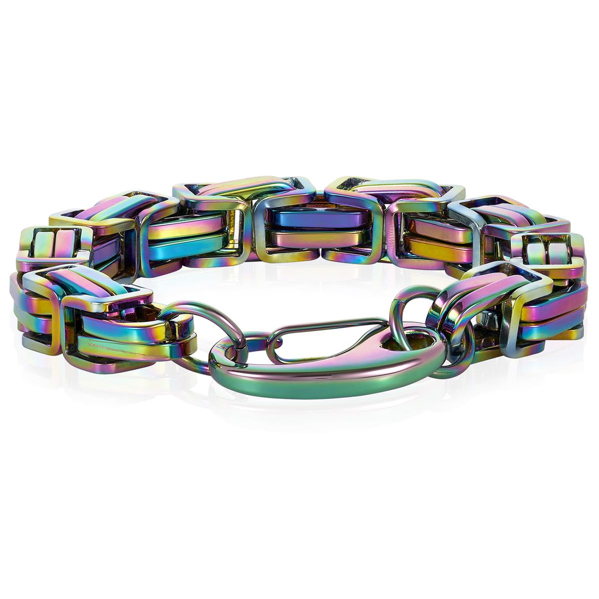 Men's Byzantine Chain Stainless Steel Bracelet (11mm Wide)