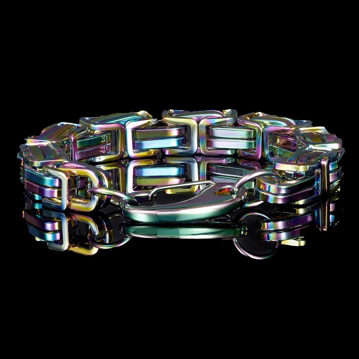 Crucible Jewelry Stainless Steel Byzantine Chain Bracelet 11mm Wide