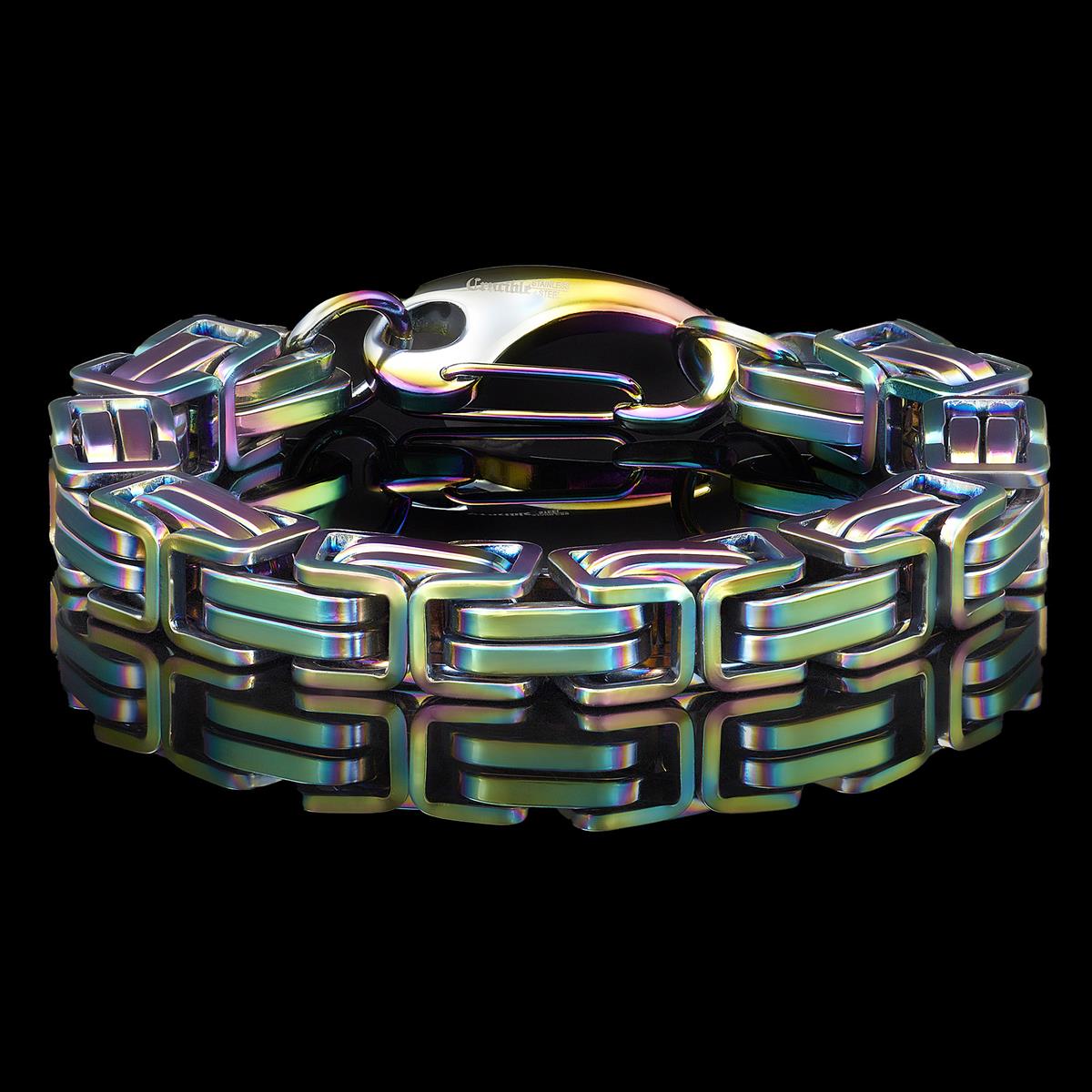 Men's Byzantine Chain Stainless Steel Bracelet (11mm Wide)