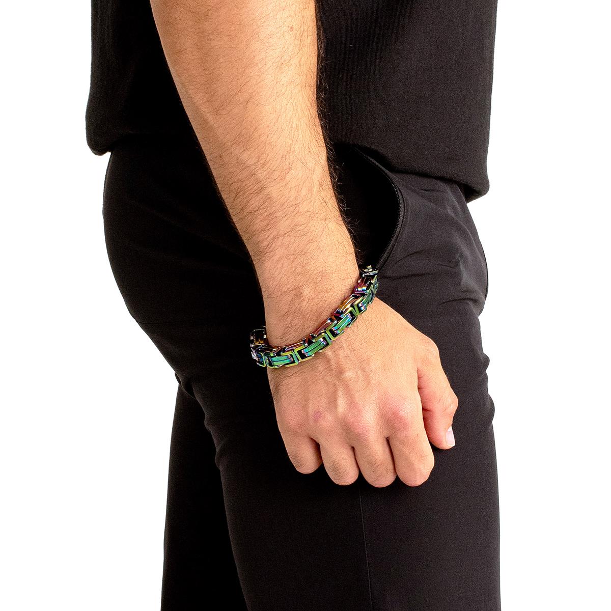 Men's Byzantine Chain Stainless Steel Bracelet (11mm Wide)
