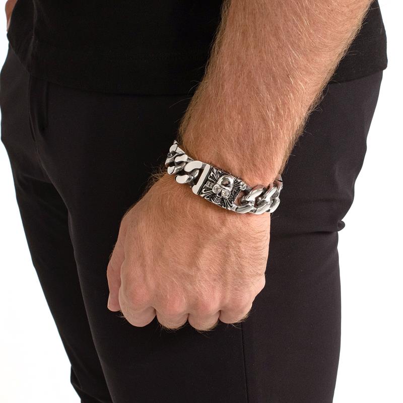 Crucible Jewelry Stainless Steel Skull With White CZ Eyes