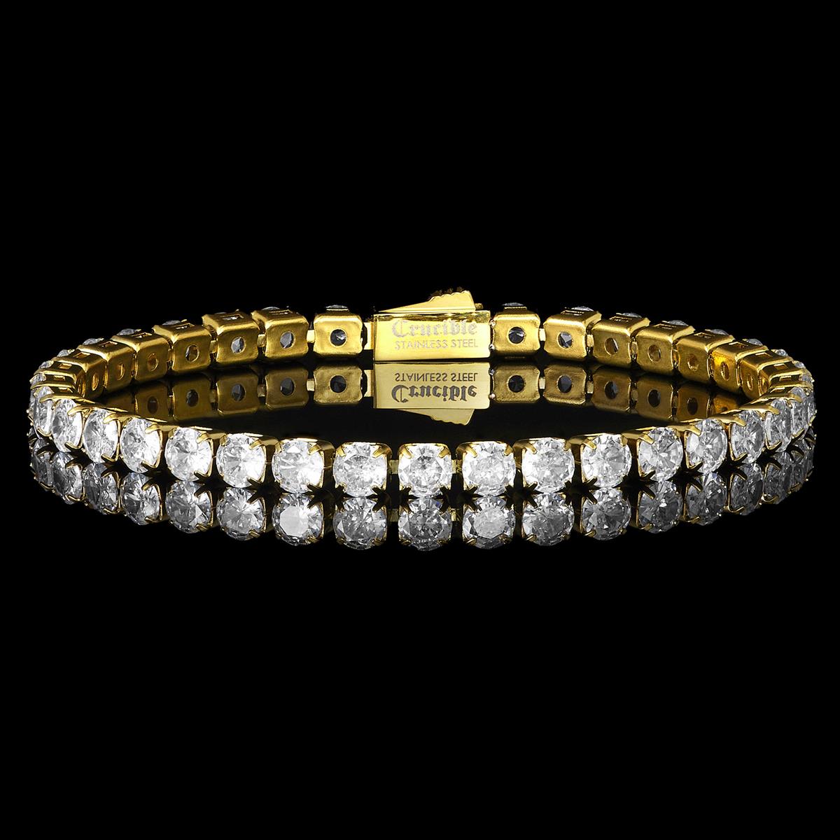 Crucible Jewelry 18k Gold Plated 5mm Simulated Diamond Tennis Bracelet