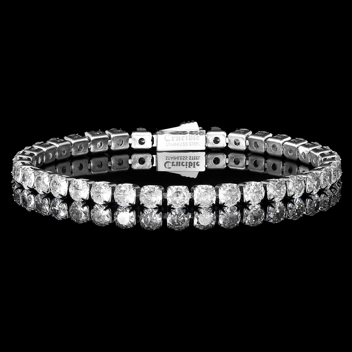 Crucible Jewelry 5mm Simulated Diamond Silver Tennis Bracelet