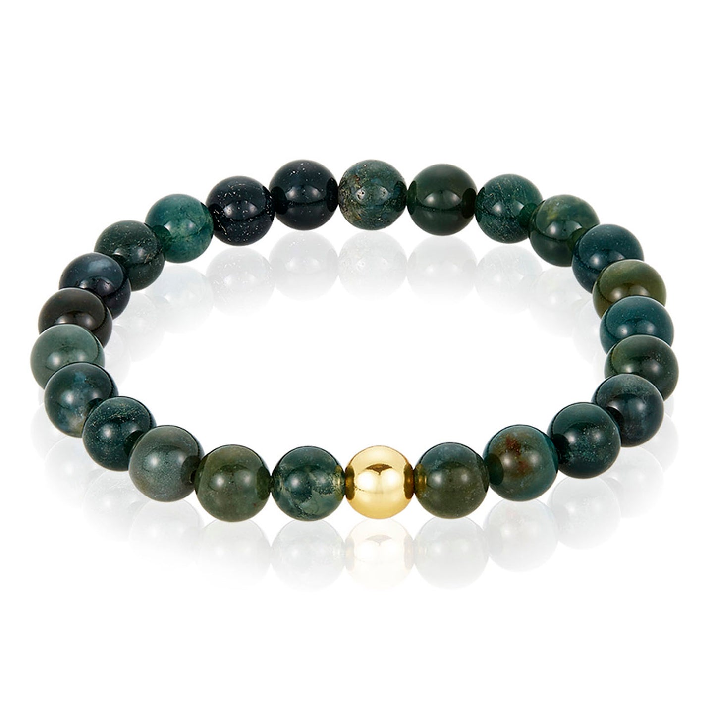 Men's Natural Stone and Hematite Stone Bead Stretch Bracelet (8mm) - 8"