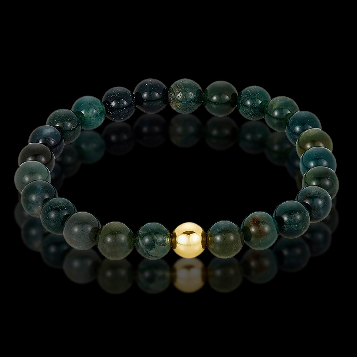 Men's Natural Stone and Hematite Stone Bead Stretch Bracelet (8mm) - 8"