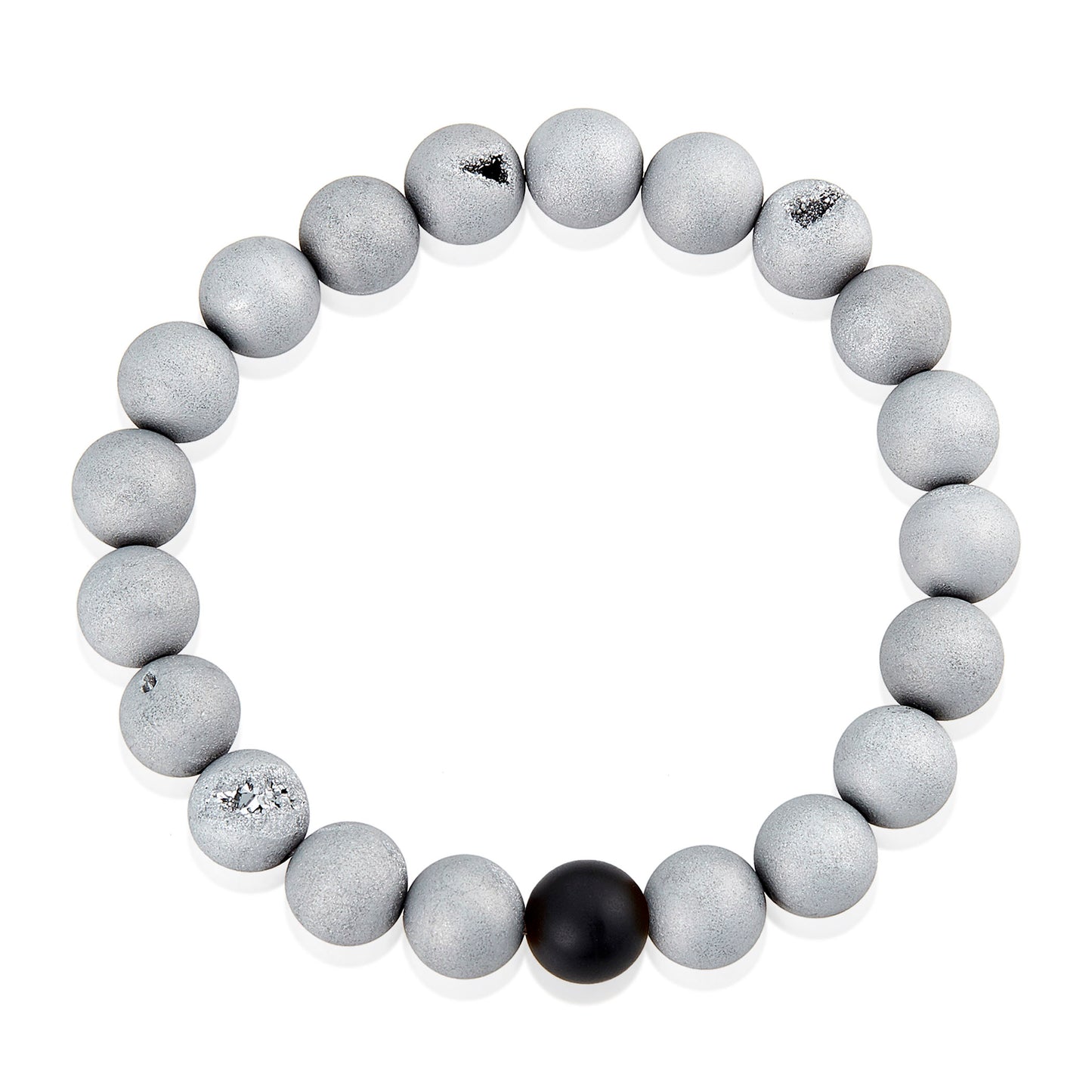 Men's Polished 10mm Natural Stone Bead Stretch Bracelet