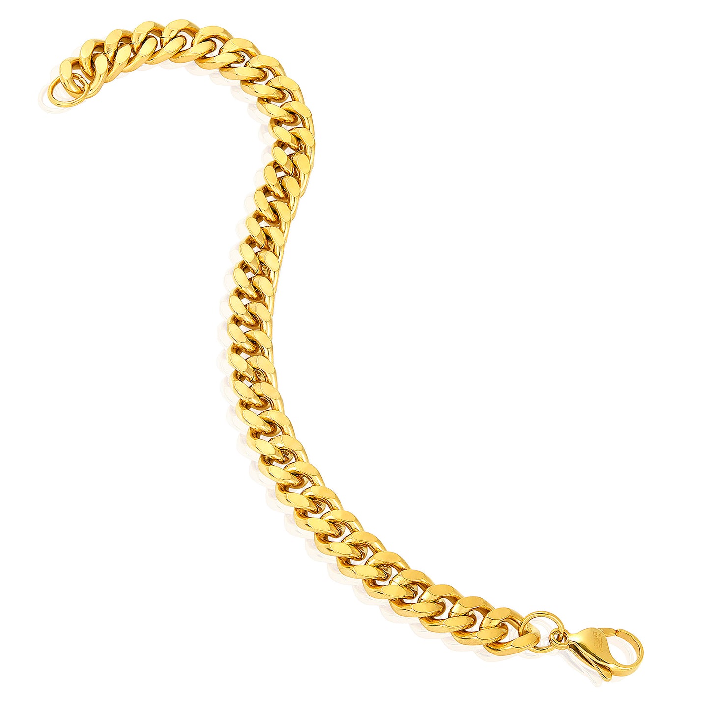 Men's Knife Edge Curb Chain Gold Steel Bracelet