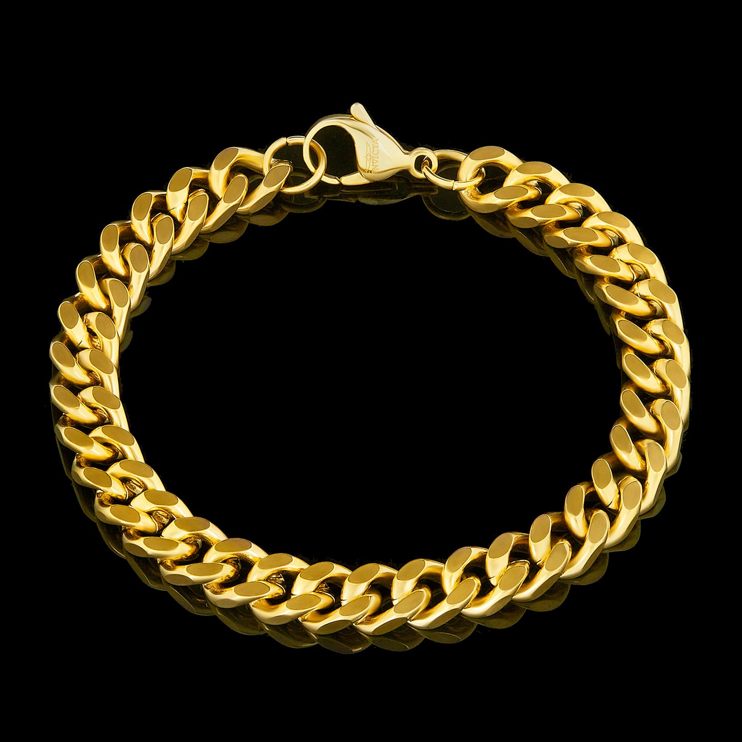Men's Knife Edge Curb Chain Gold Steel Bracelet