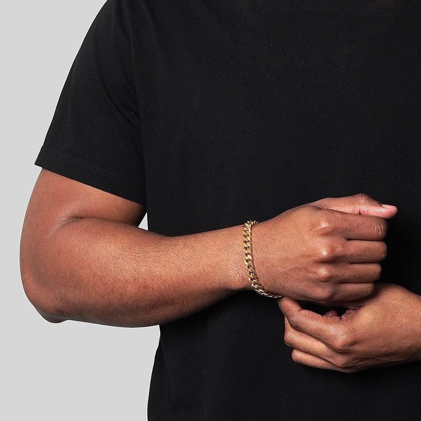 Men's Knife Edge Curb Chain Gold Steel Bracelet