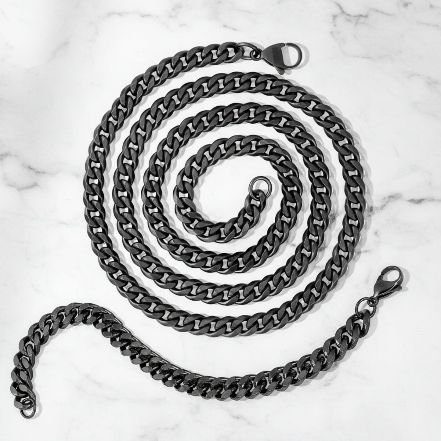 Invicta Jewelry Men's Curb Bracelet and Necklace Chain Set
